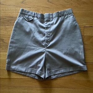 vintage grey high rise flat front cuffed shorts